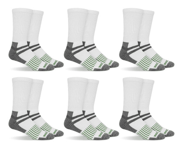 6 Pack White Crew Performance Work Sock - Image 2